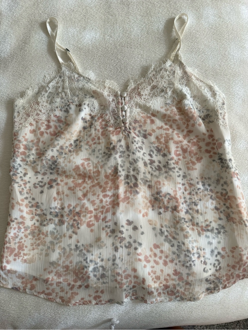 Abercrombie & Fitch Cream Floral Lace-Trim Cami